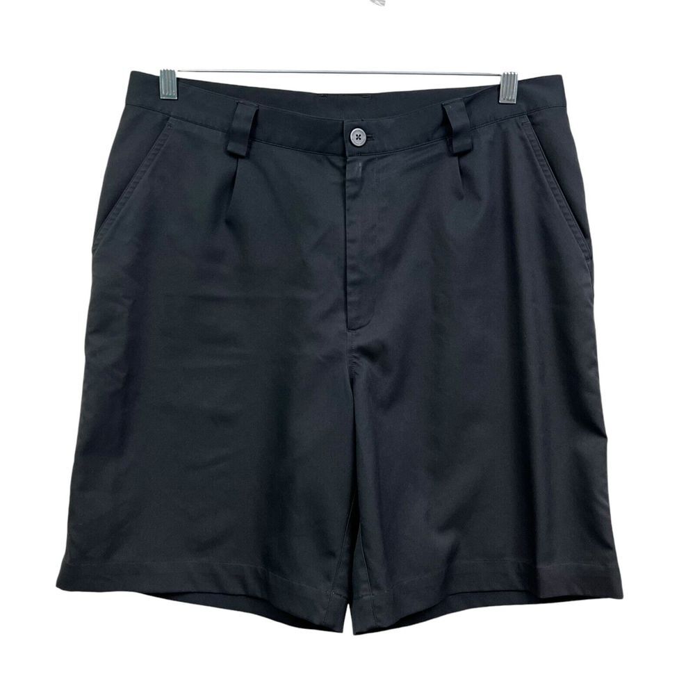 Under Armour Mens Chino Shorts Pleated Loose Slash Pockets Zip Fly Black Sz W36*